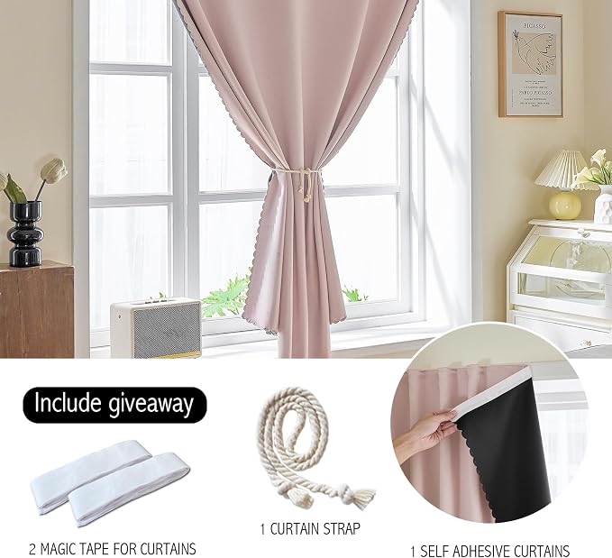 AJAZZ 100% Window Blinds Blackout Portable Blackout Curtains Adhesive Curtains - Image 2
