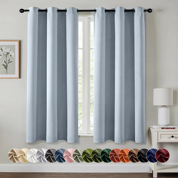 MIULEE Blackout Curtains for Bedroom 2 Panels 40 x 54 Inch Long Light Blue | by MIULEE