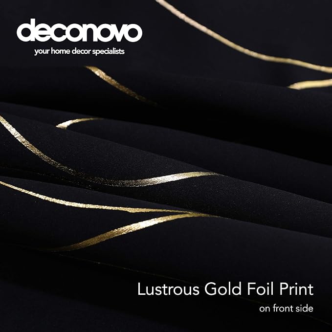 Deconovo Gold Wave Print Blackout Curtains - Image 8
