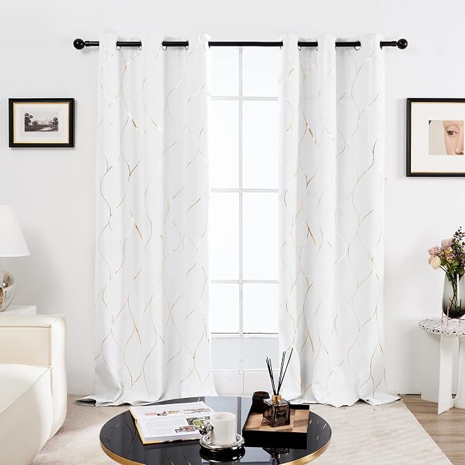 Deconovo Curtains for Living Room, Pattern Blackout Curtains 72 Inches Long | - Image 2