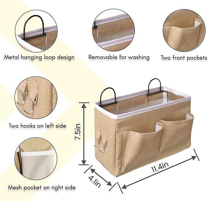 Kanrichu 3pcs Middle Wall Hanging Organizer Bag, Linen Fabric Door Hanging - Image 5