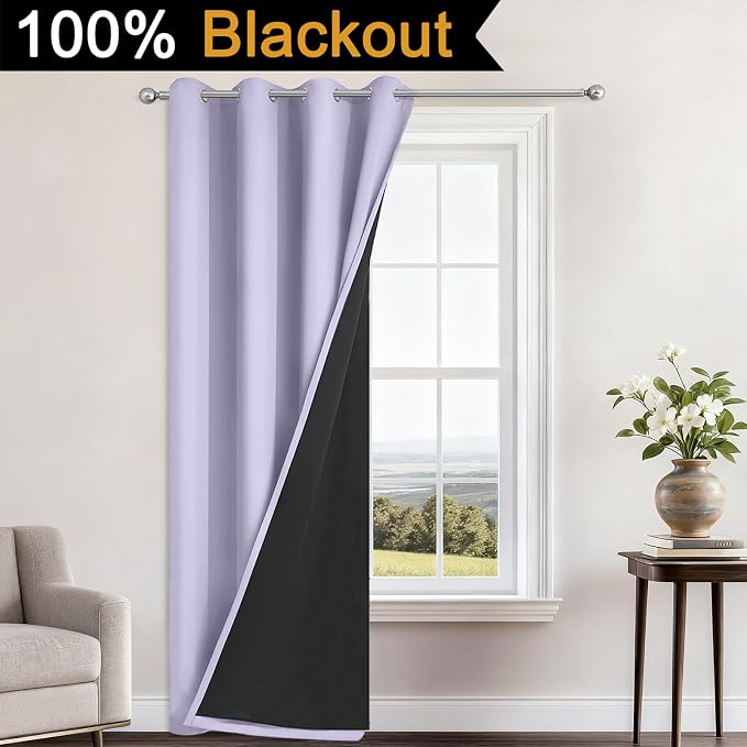 Yakamok Lilac Blackout Curtains 96 Inches Long - Image 2