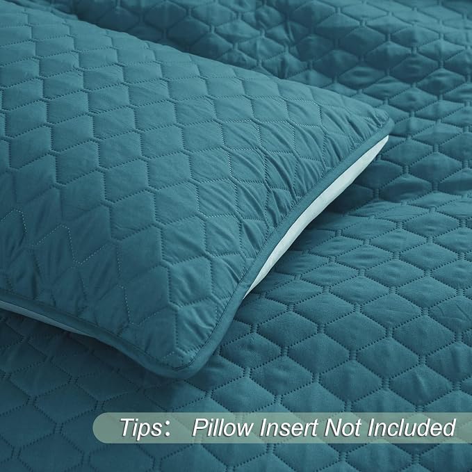 Exclusivo Mezcla Reversible King Size Quilt Bedding Set, Dusty Teal | - Image 5