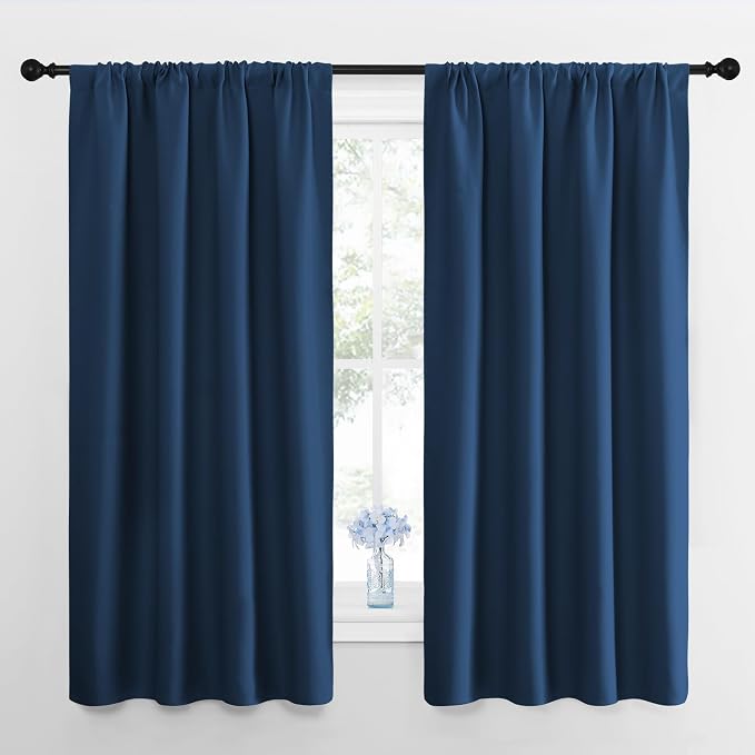 NICETOWN Window Curtains for Bedroom, Moroccan Blue, 2 Panels, W42 x L48 -Inch by NICETOWN