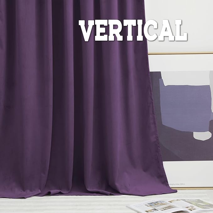RYB HOME Purple Velvet Blackout Curtains 84 inches - Image 6