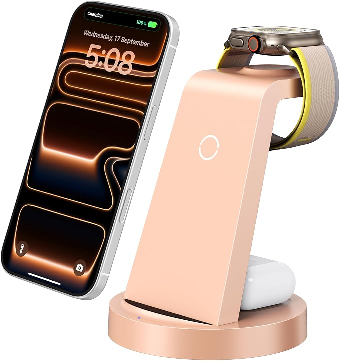 Anlmz 3 in 1 Charging Station for iPhone, Wireless Charger for iPhone 17 16e 16 by WirelessCharger