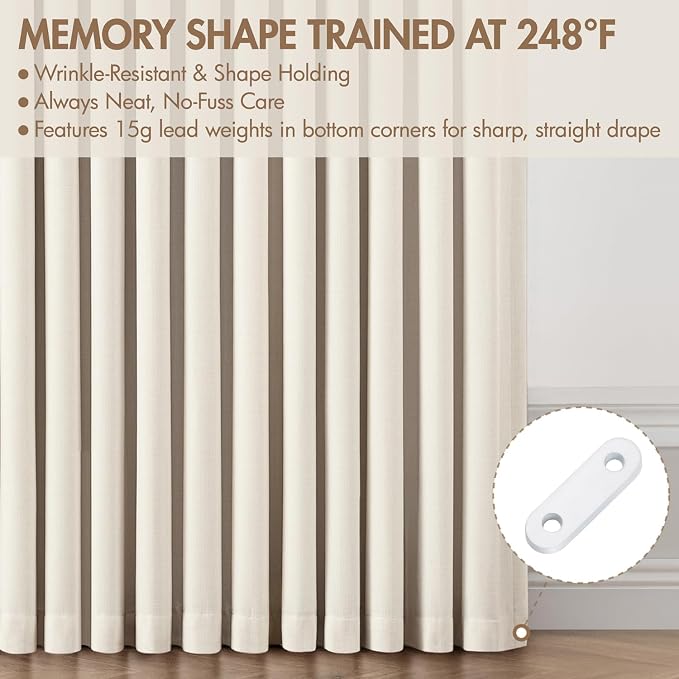 MIULEE Pinch Pleated 100% Blackout Curtains 40"x98" Long Birch 4 Panels Set | - Image 5