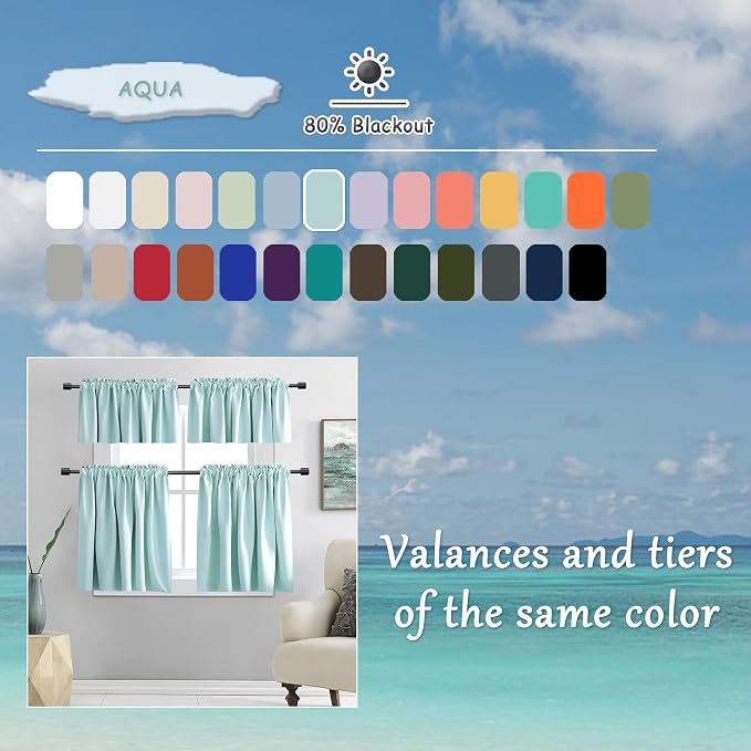 Aqua Color Curtain Drapes for Bedroom - Image 4