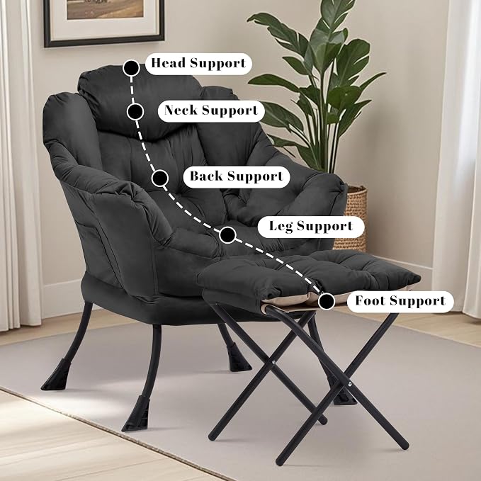 Lazy Chair with Ottoman, Comfy Reading Chair, Lounge Chair - Image 6