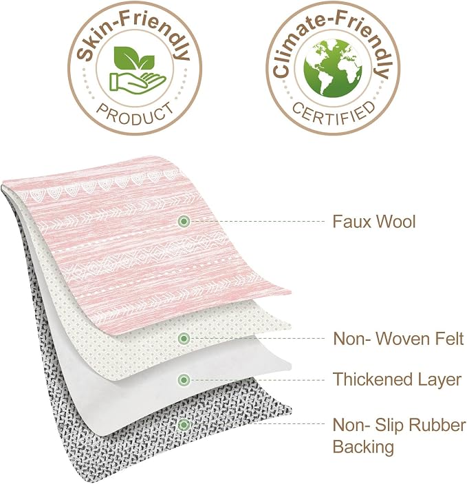 Nakagishi Boho 8x10 Area Rug Living Room Rugs Machine Washable Pink | Soft - Image 7