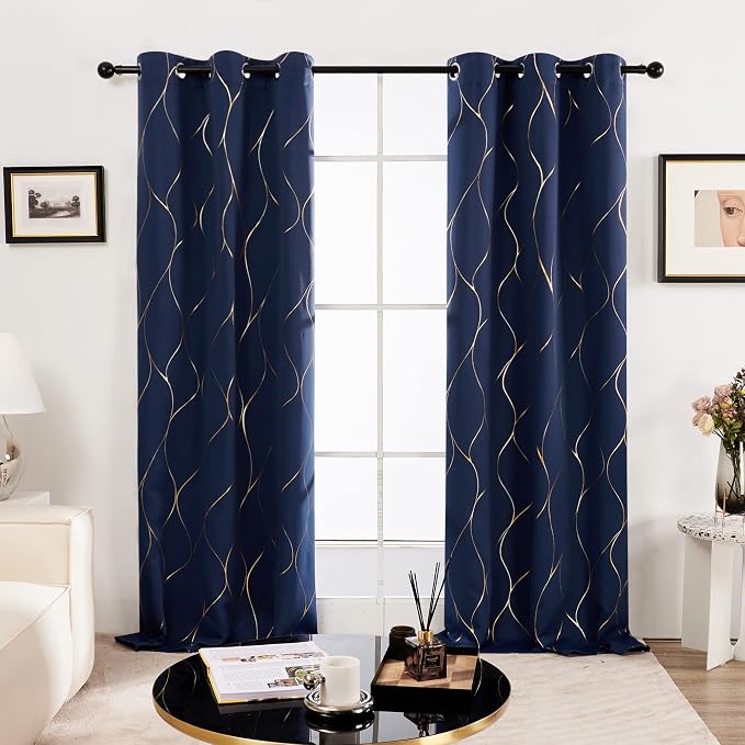 Deconovo Curtains for Living Room, Pattern Blackout Curtains 63 Inches Long | - Image 2