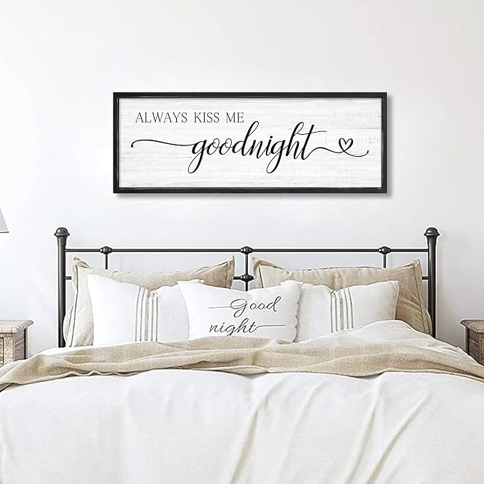 Always Kiss Me Goodnight Wall Sign Above Bed 41.3''×15'' Large Farmhouse Wall - Image 7