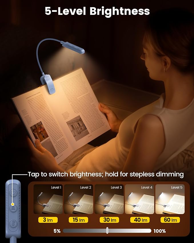 Glocusent 13 LED Book Lights for Reading at Night, Gifts for Book Lovers | - Image 3