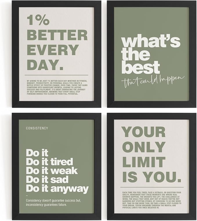 DSHFG Motivational Inspirational Office Wall Art Decor Prints Olive Green | by Unknown