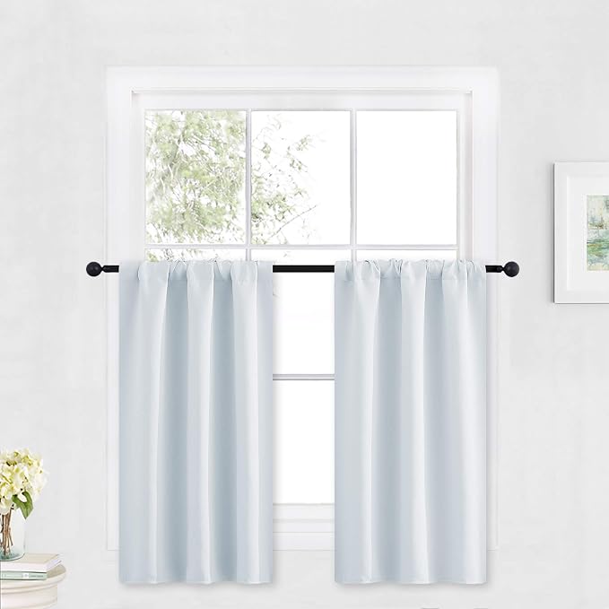 RYB HOME Cafe Curtains 30 inch Length, Short Window Curtain Tiers | Light UV by RYBHOME