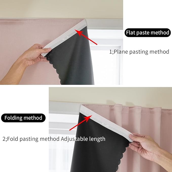 AJAZZ 100% Black Out Curtains Adhesive Blackout Temporary Curtain No Drilling - Image 5