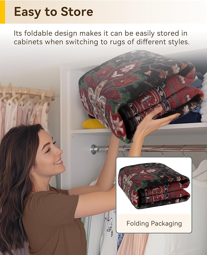 RELEANY Washable Area Rug, Water Repellent, Pet Friendly, Vintage Floral Boho - Image 7
