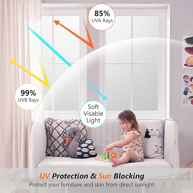 Kromapolis Frosted Glass Window Film Day & Night Privacy, 17.5″ x 78.7″ | - Image 4