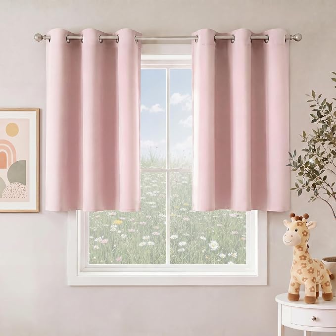 NICETOWN Blush Pink Room Darkening Curtains 36 Inches Long 2 Panels by NICETOWN