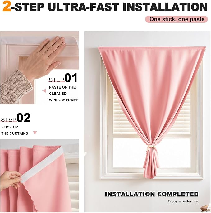Self Adhesive Curtains, No Drilling Curtains, Easy Installation - Image 2