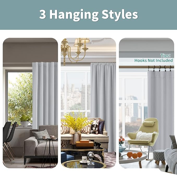BGment Light Grey Blackout Curtains 40 Inch Length - Image 3