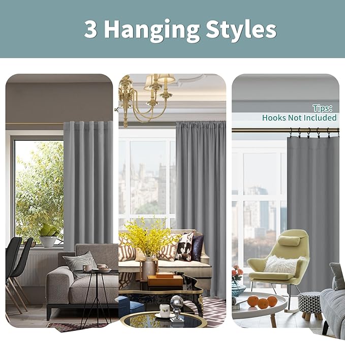 BGment Dove Grey Blackout Curtains 78 Inches Long - Image 3