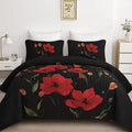 Mybedsoul Floral Quilt Set Queen Size, 3 Pieces Black Bedspread Coverlet Set by Mybedsoul