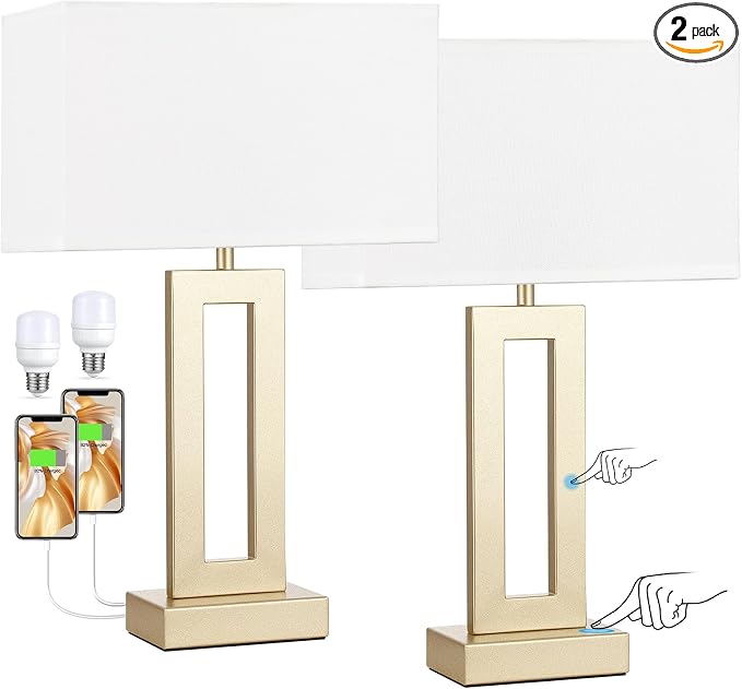 Seealle Nightstand Table Lamps for Bedrooms Set of 2 by SeealleLighting
