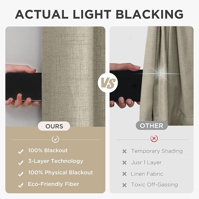 Joydeco Blackout Curtains 95 Inches Long 2 Panels Burg, Room Darkening Curtains - Image 6