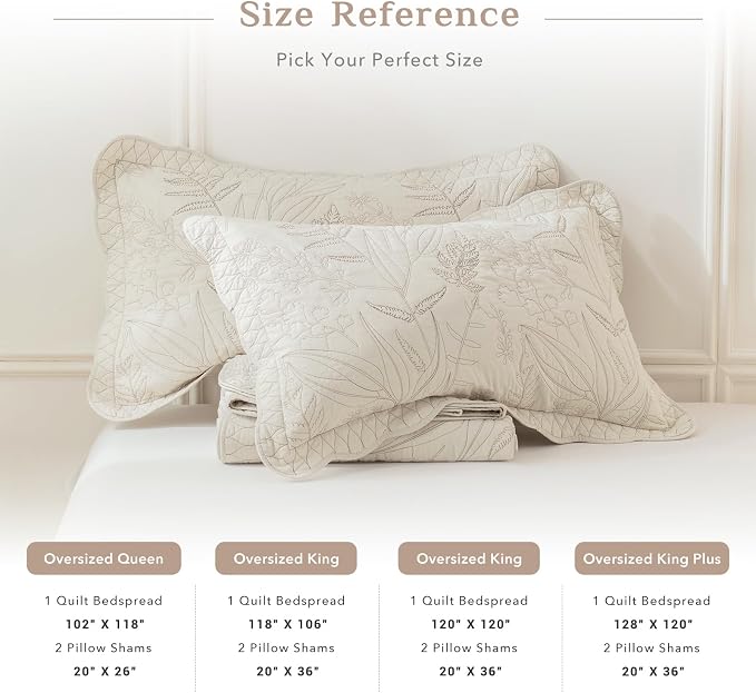 CozyTide Oversized King Bedspread 120"x120", Wheat Botanical Leaves Pattern - Image 7