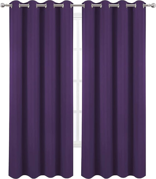 100% Blackout Curtains 52 x 95 Inch/Purple Curtains 2 Panels - Image 2