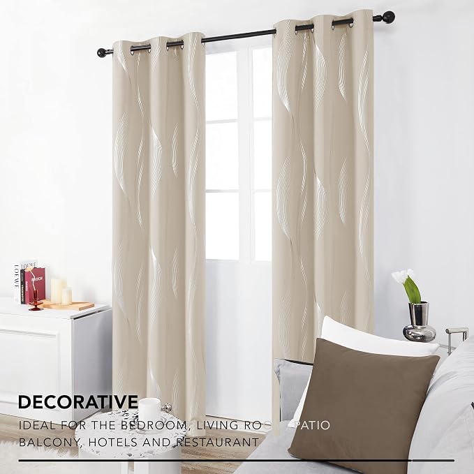 Deconovo Curtains for Living Room, Pattern Blackout Curtains 54 Inches Long | - Image 3