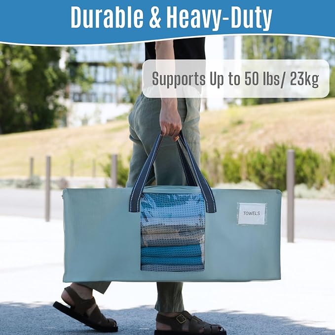 VENO Heavy Duty Moving Bags, Storage Bags, Light Blue, 2 Pack | Packing Supplies - Image 4