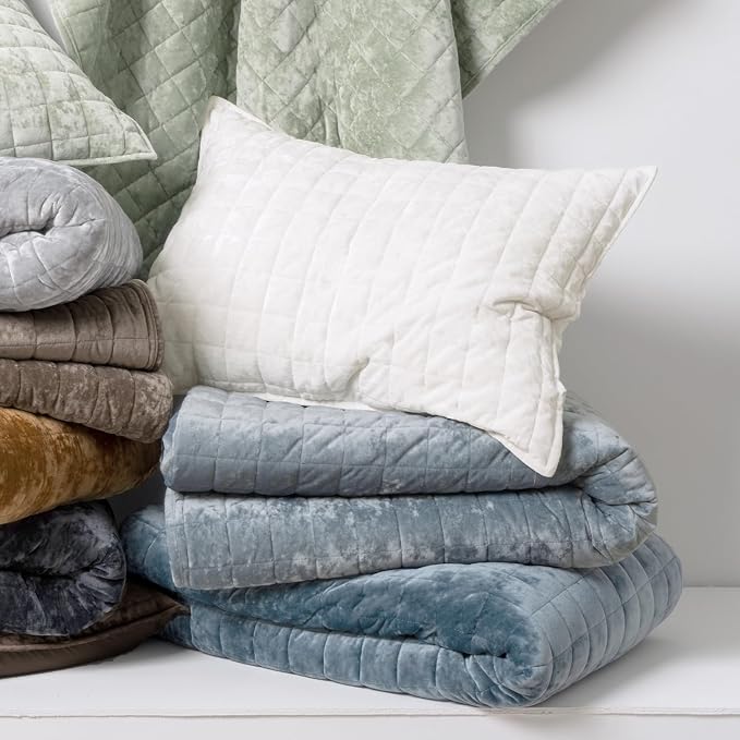 RECYCO Channel Box Stitch Velvet Quilt Set, Twin/Twin XL Size, Luxury Oversized - Image 6