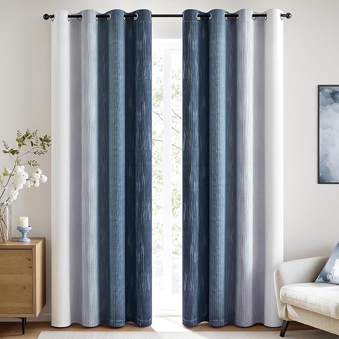 MIULEE Navy Blue and Greyish White Ombre Blackout Curtains 52Wx84L Set of 2 | - Image 6