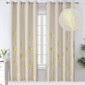 Blackout Window Curtain Panels Grommet Thermal Insulated Gold Palm Tree Wheat by ESTELARTEXTILER