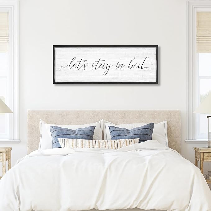 Lets Stay in Bed Wall Decor Above Bed 41.3''×15'' Large Farmhouse Wall Decor - Image 5