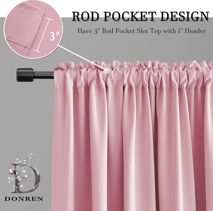 48 Inch Pink Curtains Blackout Drapes - Image 4