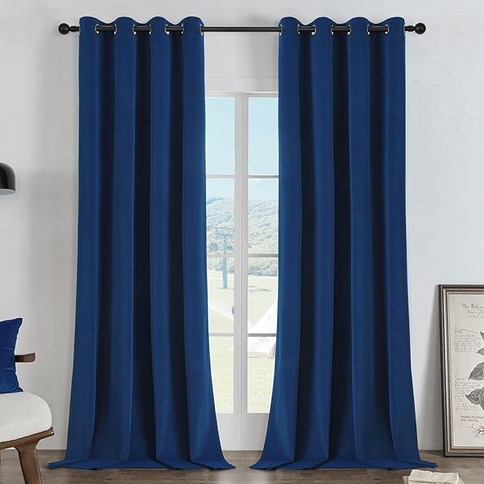 Joydeco 100% Blackout Curtains Velvet Black Out Curtain 96 Inch Drapes | by JOYDECO