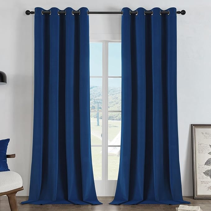Joydeco 100% Blackout Curtains Velvet Black Out Curtain 120 Inch Drapes | by JOYDECO