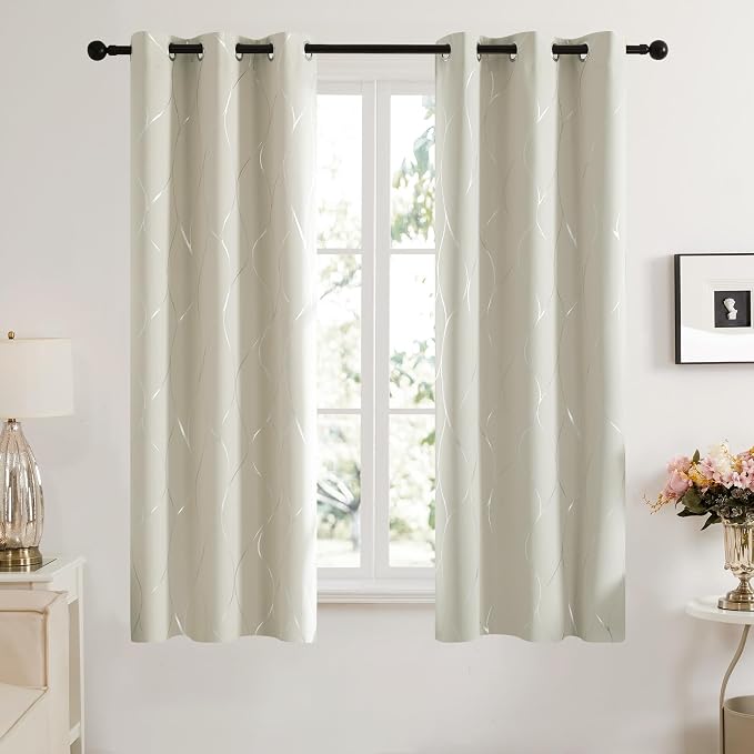 Deconovo Curtains for Living Room, Pattern Blackout Curtains 54 Inches Long | - Image 2