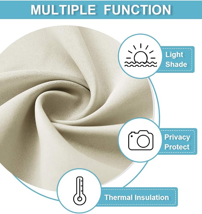 RYB HOME Short Curtains for Bedroom, Room Darkening, Rod Pocket | Thermal - Image 4