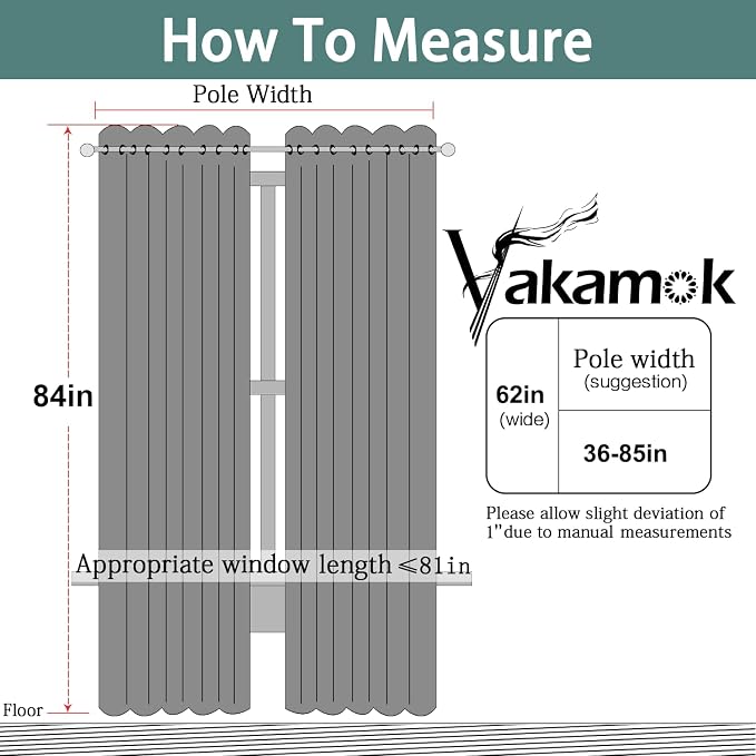 Yakamok Room Darkening Curtains 62x84 inch Greyish White-Living Room | 2 panels - Image 7