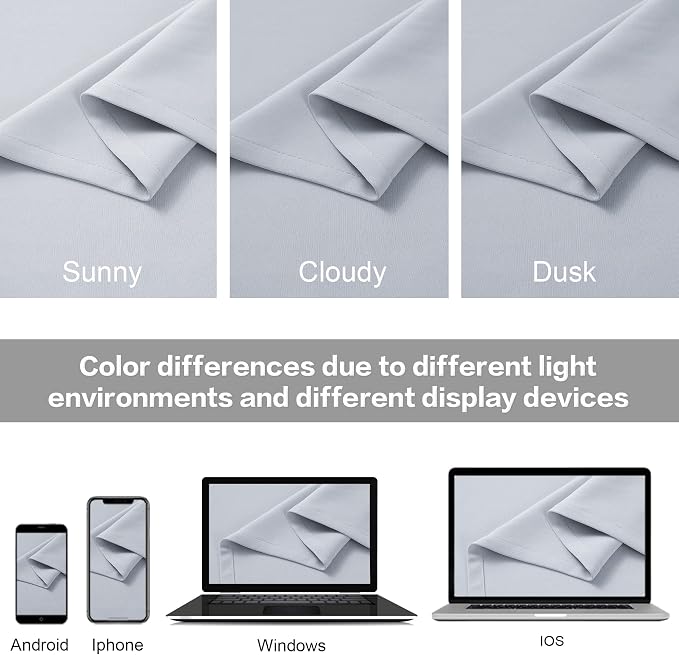Silver Grey Blackout Curtains for Bedroom Thermal Insulated Window Treatment - Image 5