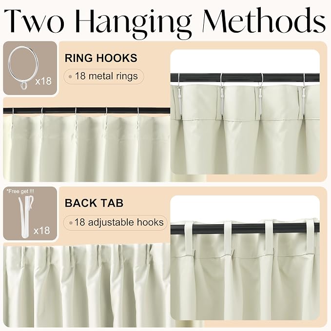 Etherealveil Birch White Pinch Pleated Blackout Curtains 2 Panels 60"x84" | - Image 6