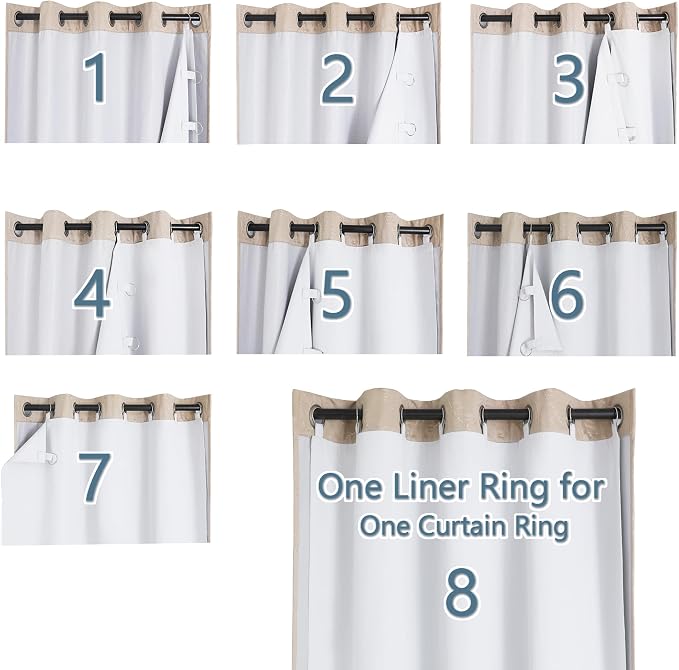 Chyhomenyc 2 Panels 100% Blackout Curtain Liners, Each 50" Wx80 L | 100% - Image 2