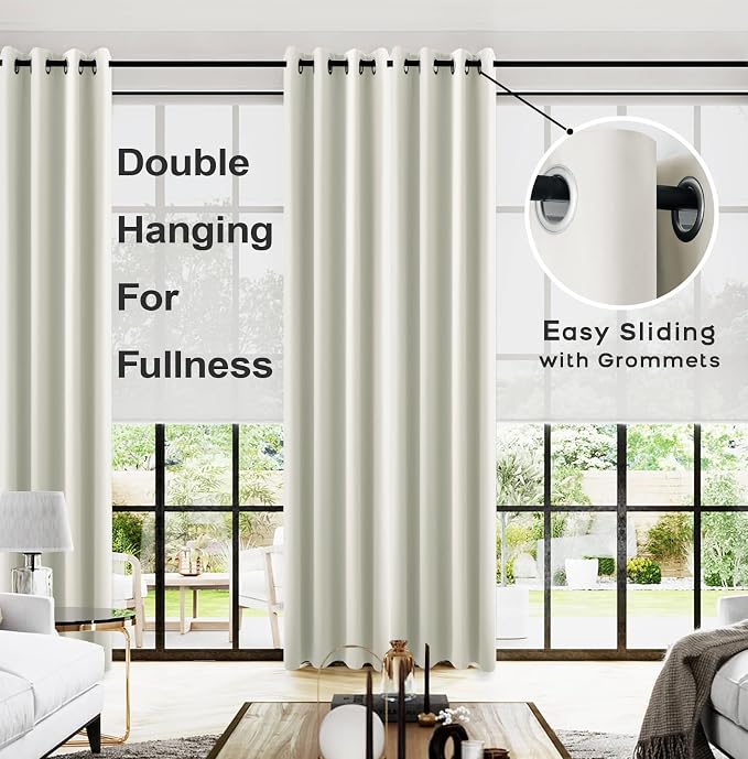 120 Inches Extra Long Curtains for Living Room 2 Panels Grommet Darkening - Image 2