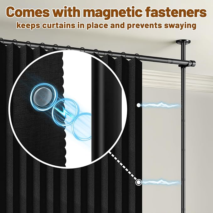 AJAZZ Room Divider Curtain+ Tension Curtain Rod No Drilling 43-120× 35-200 in - Image 6