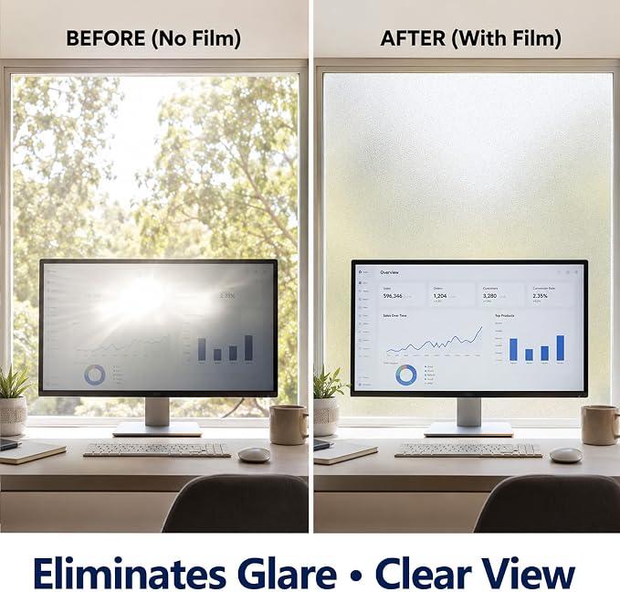 Frosted Window Privacy Film Static Cling Glass Film 17.5" x 6.5' | No Glue - Image 5