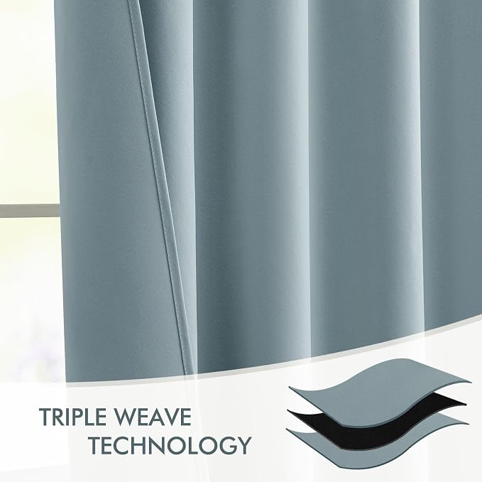 MIULEE Slate Blue Back Tab Blackout Curtains 52x120 Inch Long 2 Panels Set | - Image 7